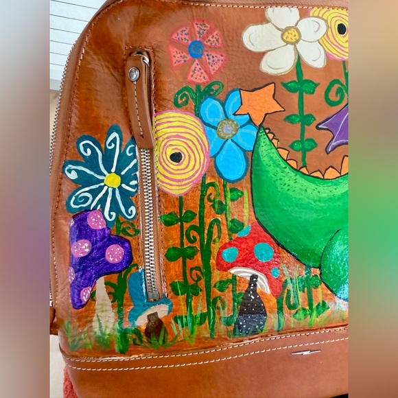 Shinola Detroit Mini Zip Backpack with hand painted dragon theme - Picture 10 of 12